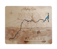 The Allegheny River - Wood Laser Cut Map