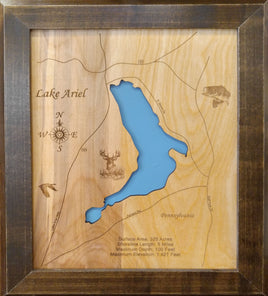 Lake Ariel, PA - Laser Cut Wood Map