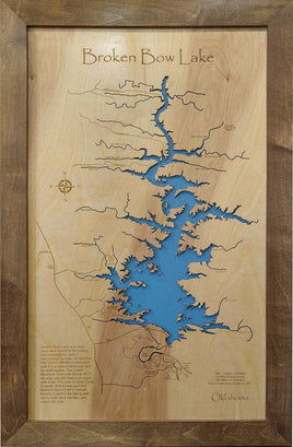 Broken Bow Lake, Oklahoma - Laser Cut Wood Map