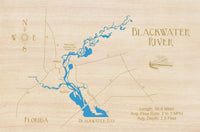 Blackwater River, FL - Laser Cut Wood Map