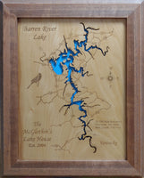 Barren River Lake, Kentucky - Laser Cut Wood Map