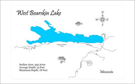 West Bearskin Lake, Minnesota - Laser Cut Wood Map