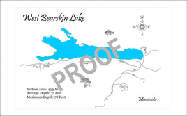 West Bearskin Lake, MN - Laser Cut Wood Map