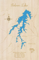 Belews Lake, North Carolina - Laser Cut Wood Map