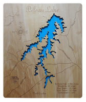 Belews Lake, North Carolina - Laser Cut Wood Map