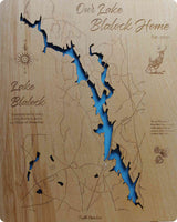Lake Blalock, South Carolina - Laser Cut Wood Map