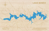 Lake Bowen, South Carolina - Laser Cut Wood Map
