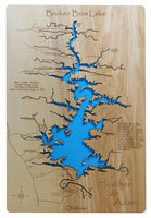 Broken Bow Lake, Oklahoma - Laser Cut Wood Map
