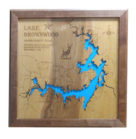 Lake Brownwood, Texas - Laser Cut Wood Map
