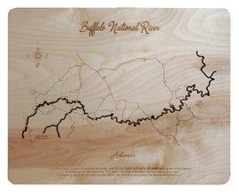 Buffalo National River, Arkansas - Laser Cut Wood Map