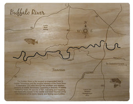 Buffalo River, Tennessee - Laser Cut Wood Map