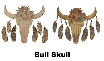 Adult Coloring - Wood Bull Skull
