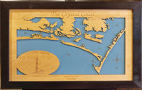 The Crystal Coast, North Carolina - Laser Cut Wood Map