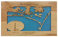 The Crystal Coast, North Carolina - Laser Cut Wood Map