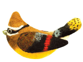 Cedar Waxwing Bird Felted Ornament