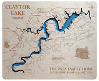 Claytor Lake, Virginia - Laser Cut Wood Map