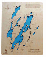Cobbosseecontee Lake, Maine  - Laser Cut Wood Map