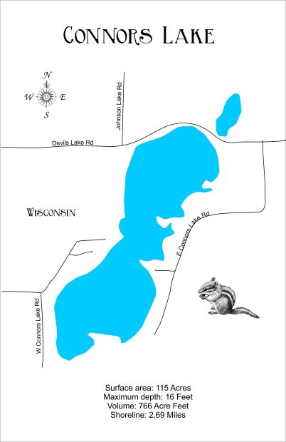 Connors Point Wi Connors Lake, Wisconsin - Burnett County - Laser Cut Wood Map| Personal ...