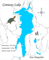 Conway Lake, New Hampshire - Laser Cut Wood Map