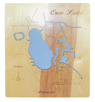 Cree Lake, Indiana - Laser Cut Wood Map