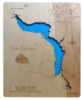 Lake Cushman and Lake Standstill, Washington - Laser Cut Wood Map