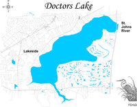 Doctors Lake, Florida - Laser Cut Wood Map