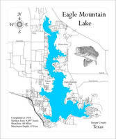 Eagle Mountain Lake, Texas - Laser Cut Wood Map