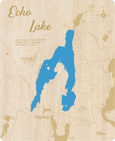 Echo Lake, Maine - Laser Cut Wood Map