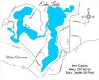 Echo Lake, Wisconsin - Laser Cut Wood Map