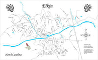 Elkin, North Carolina - Laser Cut Wood Map