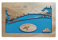 Emerald Isle, North Carolina Coastal Map - laser cut wood map