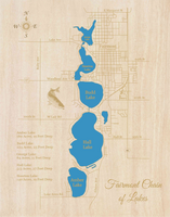 Fairmont Chain of Lakes, Minnesota - Laser Cut Wood Map