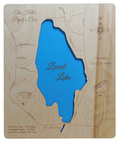 Laurel Lake, New Hampshire - Laser Cut Wood Map