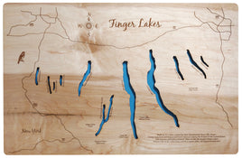 Finger Lakes, New York - Laser Cut Wood Map
