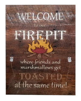 "Welcome to our Firepit" Barnwood Sign