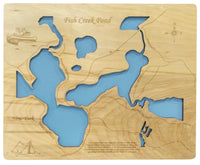 Fish Creek Pond, New York - Laser Cut Wood Map