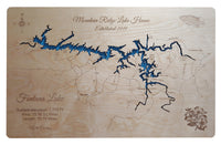 Fontana Lake, North Carolina - Laser Cut Wood Map