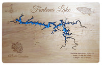 Fontana Lake, North Carolina - Laser Cut Wood Map