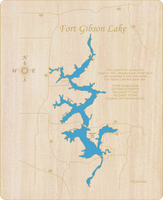 Fort Gibson Lake, OK - Laser Cut Wood Map