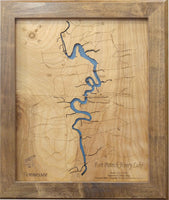 Fort Patrick Henry Lake, Tennessee - Laser Cut Wood Map