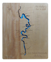 Fort Patrick Henry Lake, Tennessee - Laser Cut Wood Map