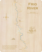 Frio River, Texas - Laser Cut Wood Map