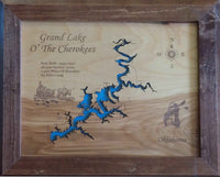Grand Lake O' the Cherokees, OK  - Laser Cut Wood Map