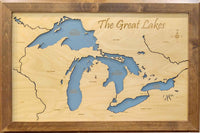 The Great Lakes - Laser Cut Wood Map