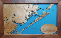 Galveston, Texas - laser cut wood map