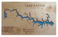 Lake Gaston, NC - Laser Cut Wood Map
