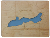 Geneva Lake, Wisconsin - Laser Cut Wood Map