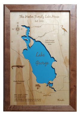 Lake George, Florida - Laser Cut Wood Map