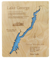Lake George, New York - Laser Cut Wood Map