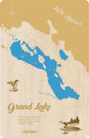 Grand Lake, Michigan  - Laser Cut Wood Map